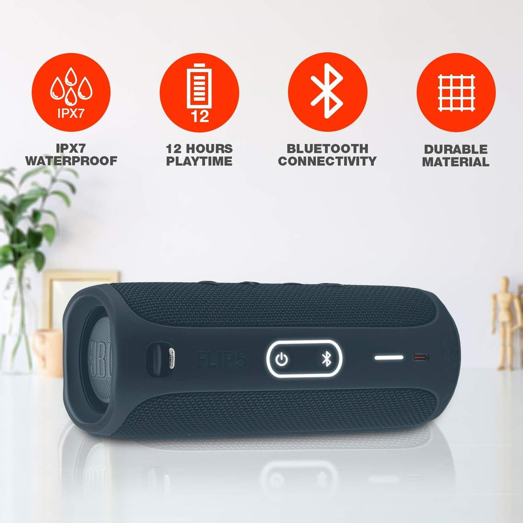 FLIP 5 Portable Wireless Bluetooth Speaker IPX7 Waterproof On-The-Go Bundle with Authentic Boomph Hardshell Protective Case - Blue